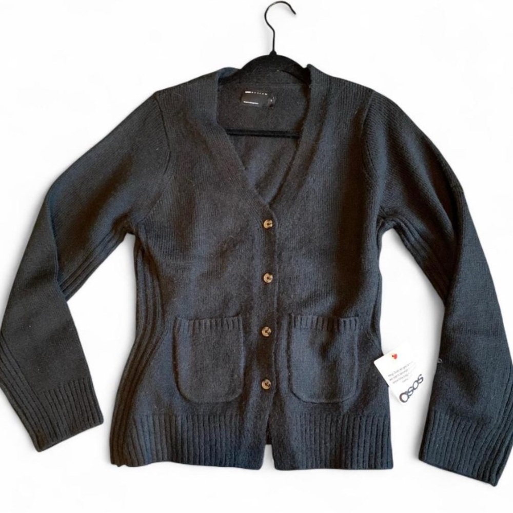 ASOS essential charcoal gray black V-neck cardigan from ASOS DESIGN